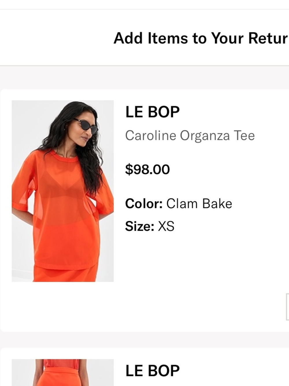 Clam Bake le bop Organza top